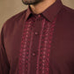 Premium Japanese Embroidery Pathani Kurta Set ( 65KP 5539Maroon )