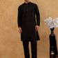Men’s Silk Blend Thread Work Kurta Set ( 65KP B S 5543 Black )