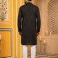 Men’s Silk Blend Thread Work Kurta Set ( 65KP 5543Black )