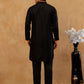 Men’s Silk Blend Thread Work Kurta Set ( 65KP B S 5543 Black )