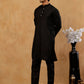 Men’s Silk Blend Thread Work Kurta Set ( 65KP B S 5543 Black )