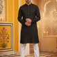 Men’s Silk Blend Thread Work Kurta Set ( 65KP 5543Black )