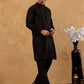 Men’s Silk Blend Thread Work Kurta Set ( 65KP B S 5543 Black )