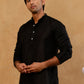 Men’s Silk Blend Thread Work Kurta Set ( 65KP B S 5543 Black )
