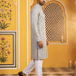Men’s Silk Blend Thread Work Kurta Set ( 65KP 5543Grey )
