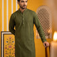 Men’s Silk Blend Thread Work Kurta Set ( 65KP 5543Olive )