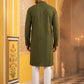 Men’s Silk Blend Thread Work Kurta Set ( 65KP 5543Olive )
