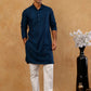 Men’s Silk Blend Thread Work Kurta Set ( 65KP W S 5543 Peacock )