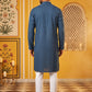 Men’s Silk Blend Thread Work Kurta Set ( 65KP 5543Peacock )