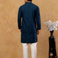 Men’s Silk Blend Thread Work Kurta Set ( 65KP W S 5543 Peacock )