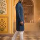Men’s Silk Blend Thread Work Kurta Set ( 65KP 5543Peacock )