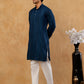 Men’s Silk Blend Thread Work Kurta Set ( 65KP W S 5543 Peacock )