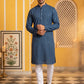 Men’s Silk Blend Thread Work Kurta Set ( 65KP 5543Peacock )