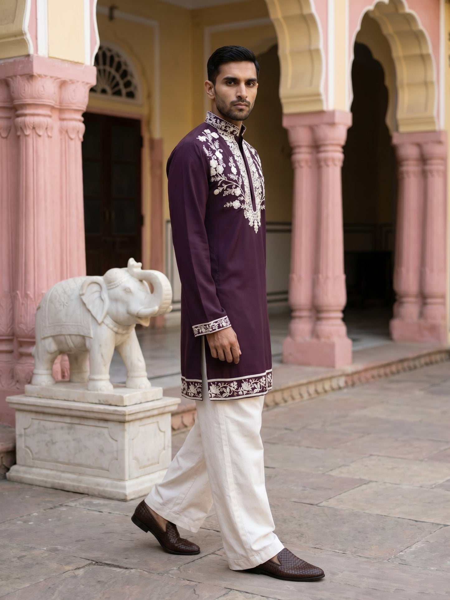 Premium Japanese Fabric Embroidered Kurta with Korean Pants