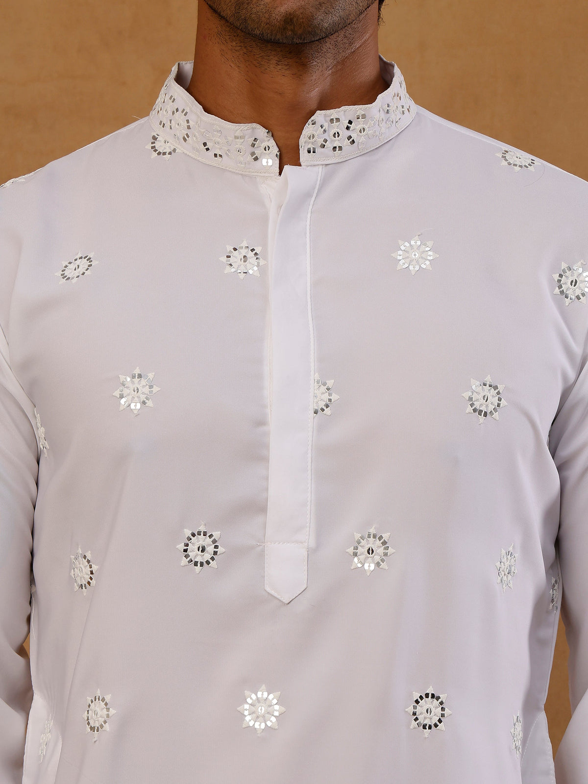 Premium Japanese Fabric Embroidered Kurta with Korean Pants ( 65KP PJ11B J 5547 White )