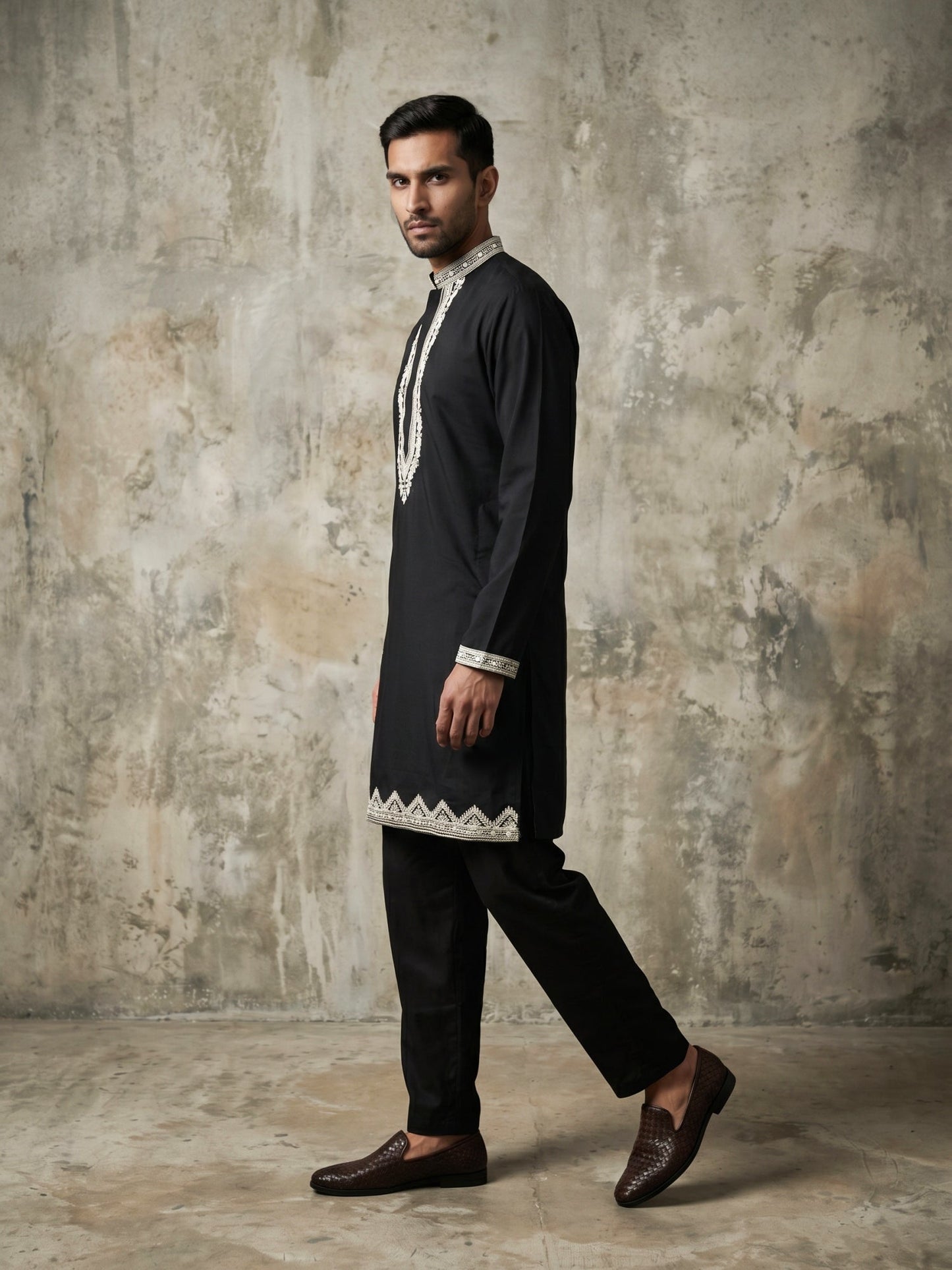 Imported Japanese Fabric Traditional Kurta Set for Men ( 65KP 5548Black )