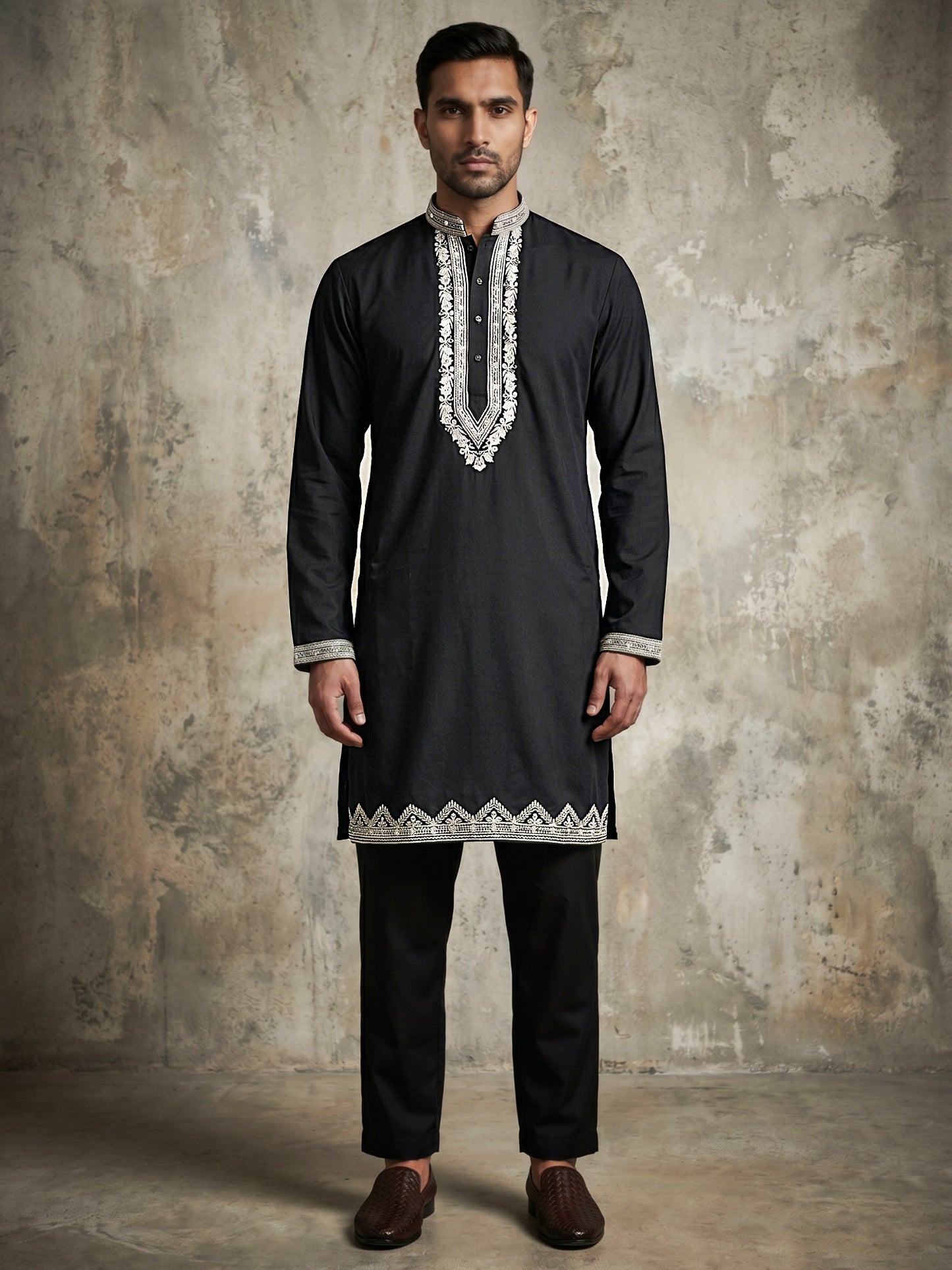 Imported Japanese Fabric Traditional Kurta Set for Men ( 65KP 5548Black )