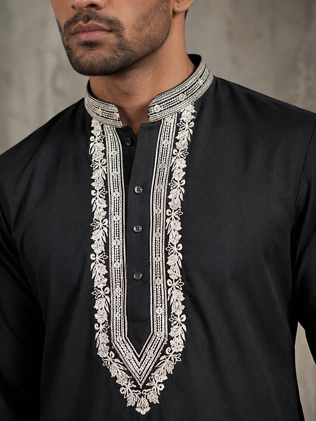 Imported Japanese Fabric Traditional Kurta Set for Men ( 65KP 5548Black )