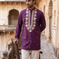 Cotton Blend Floral Embroidered Kurta Set