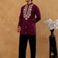 Cotton Blend Floral Embroidered Kurta with korean Pants ( 65KP PJ11B B 5550 Purple )