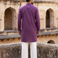Cotton Blend Floral Embroidered Kurta Set