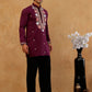 Cotton Blend Floral Embroidered Kurta with korean Pants ( 65KP PJ11B B 5550 Purple )