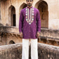 Cotton Blend Floral Embroidered Kurta Set