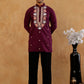 Cotton Blend Floral Embroidered Kurta with korean Pants ( 65KP PJ11B B 5550 Purple )