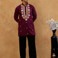 Cotton Blend Floral Embroidered Kurta with korean Pants ( 65KP PJ11B B 5550 Purple )