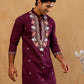 Cotton Blend Floral Embroidered Kurta with korean Pants ( 65KP PJ11B B 5550 Purple )
