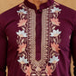 Cotton Blend Floral Embroidered Kurta with korean Pants ( 65KP PJ11B B 5550 Purple )
