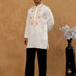 Cotton Blend Floral Embroidered Kurta with korean Pants ( 65KP PJ11B B 5550 White )