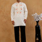 Cotton Blend Floral Embroidered Kurta with korean Pants ( 65KP PJ11B B 5550 White )
