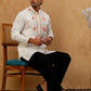 Cotton Blend Floral Embroidered Kurta with korean Pants ( 65KP PJ11B B 5550 White )