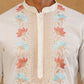Cotton Blend Floral Embroidered Kurta with korean Pants ( 65KP PJ11B B 5550 White )
