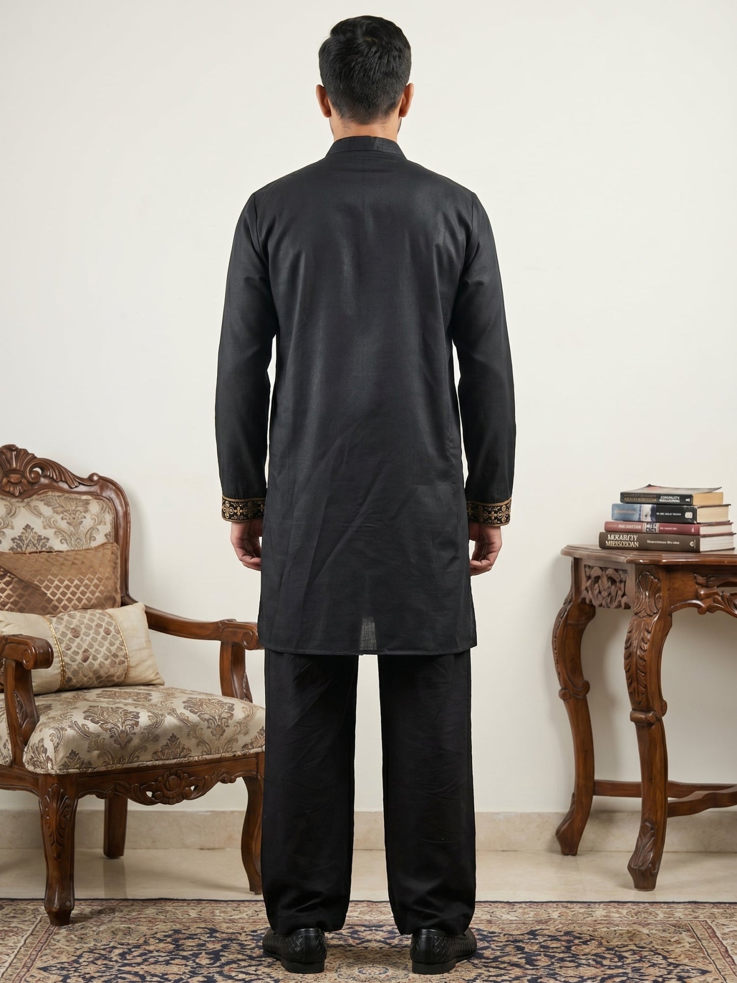 Cotton Blend Floral Embroidered Kurta Set