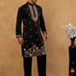 Cotton Blend Floral Embroidered Kurta with korean Pants ( 65KP PJ11B B 5552 Black )