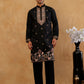 Cotton Blend Floral Embroidered Kurta with korean Pants ( 65KP PJ11B B 5552 Black )