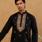 Cotton Blend Floral Embroidered Kurta with korean Pants ( 65KP PJ11B B 5552 Black )