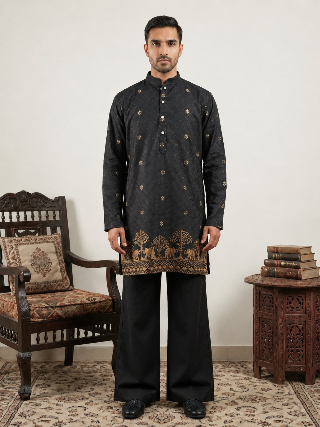 Premium Printed & Thread Work Kurta with Korean Pants