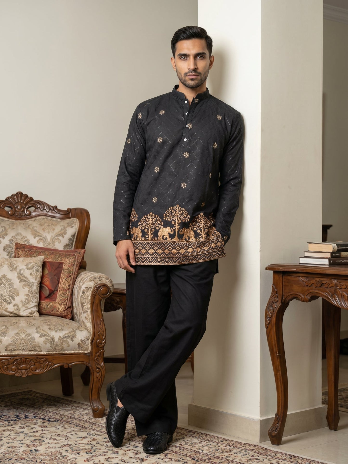 Premium Printed & Thread Work Kurta with Korean Pants