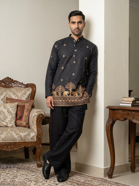 Premium Printed & Thread Work Kurta with Korean Pants