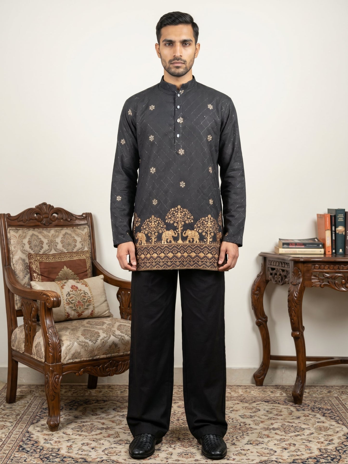 Premium Printed & Thread Work Kurta with Korean Pants
