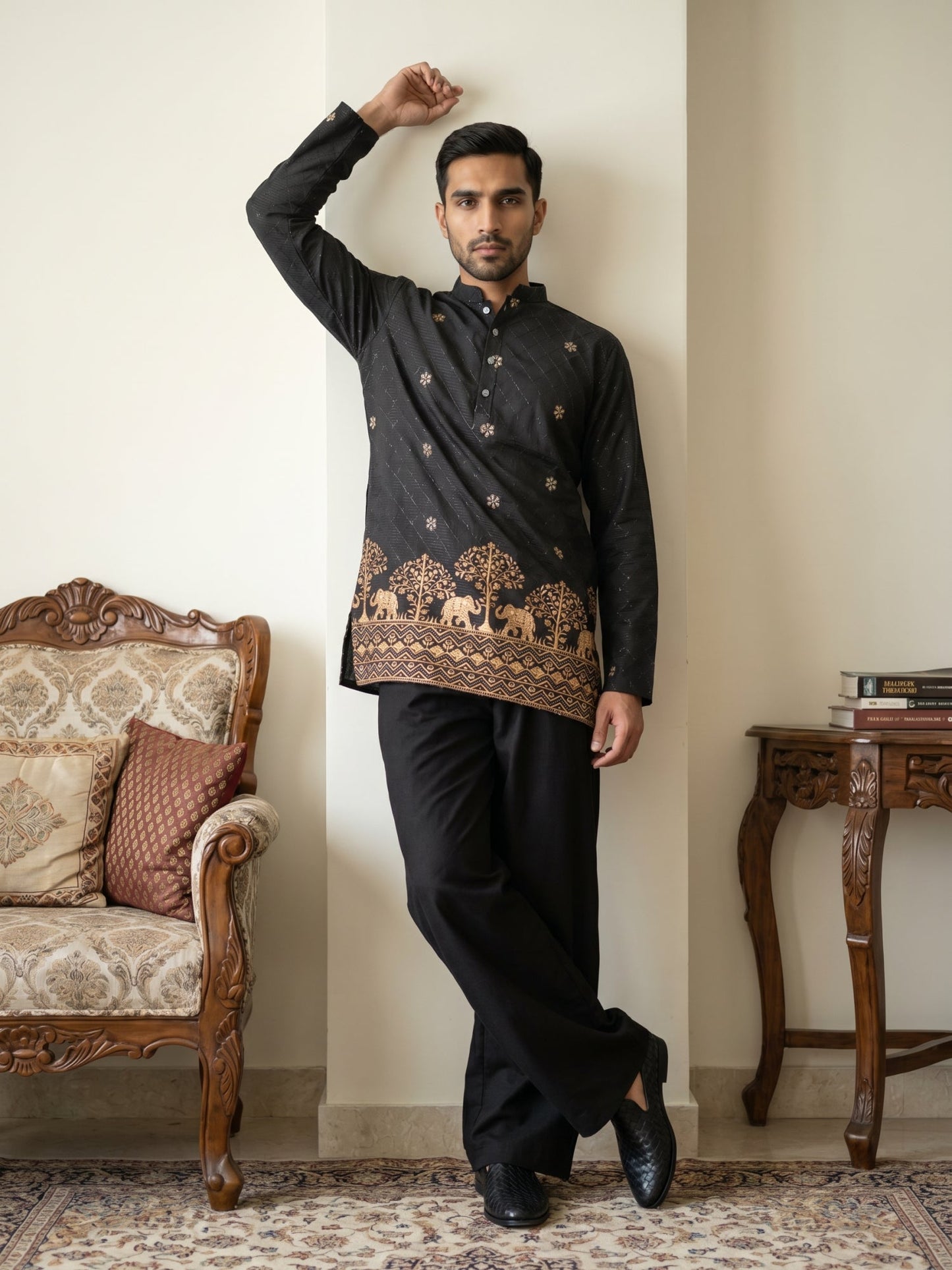 Premium Printed & Thread Work Kurta with Korean Pants