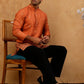 Premium Printed & Thread Work Kurta with Korean Pants ( 65KP PJ11B P 5553 Orange )