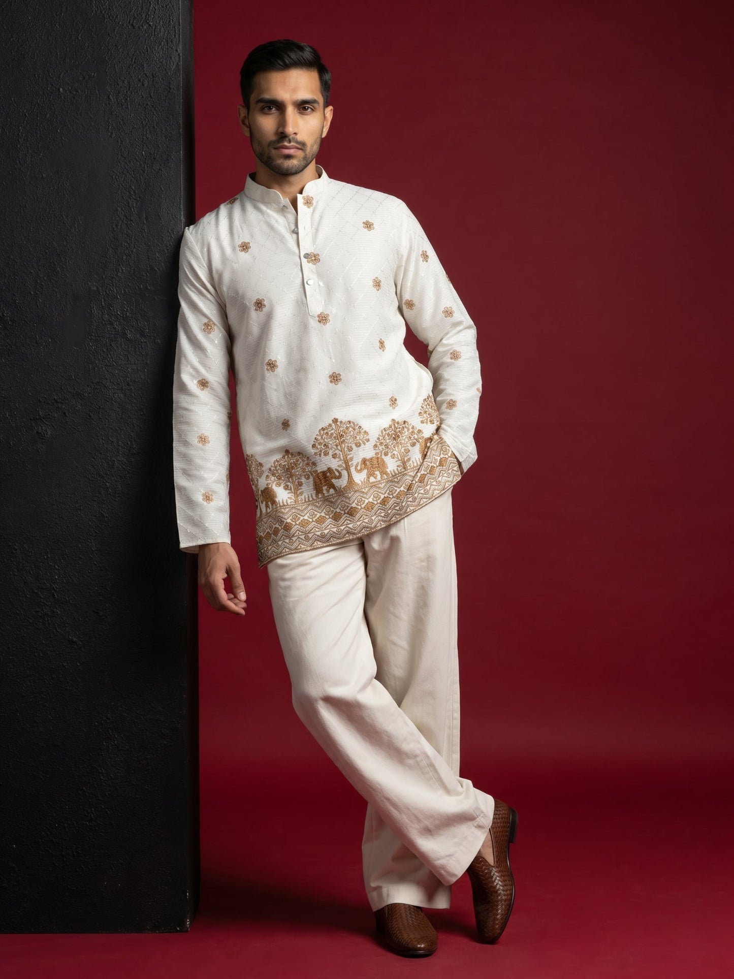 Premium Printed & Thread Work Kurta with Korean Pants