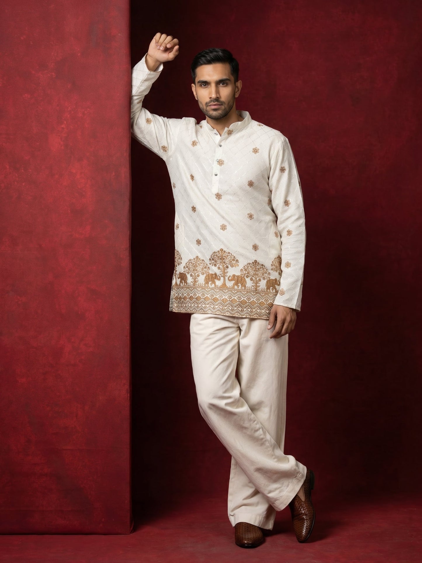 Premium Printed & Thread Work Kurta with Korean Pants