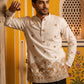 Premium Printed & Thread Work Kurta with Korean Pants ( 65KP PJ11B 5553White ) [FF] [D-3]
