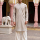 Men's Silk Blend Embroidered Kurta with Korean Pants