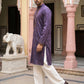 Men's Cotton Blend Embroidered Kurta with Korean Pants